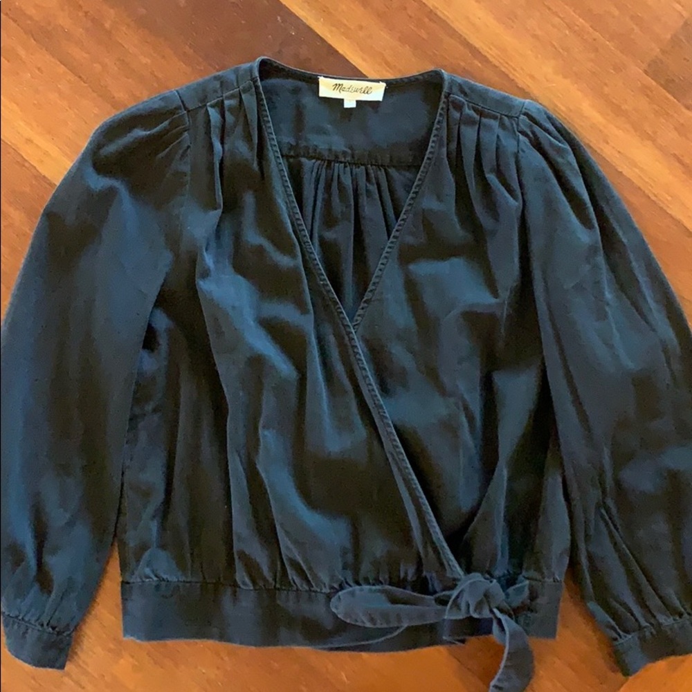 Madewell Dark Grey Wrap Top Sz L